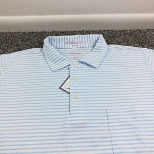 NWT B Draddy Polo Shirt Tommy Performance Striped Blue Mens Medium